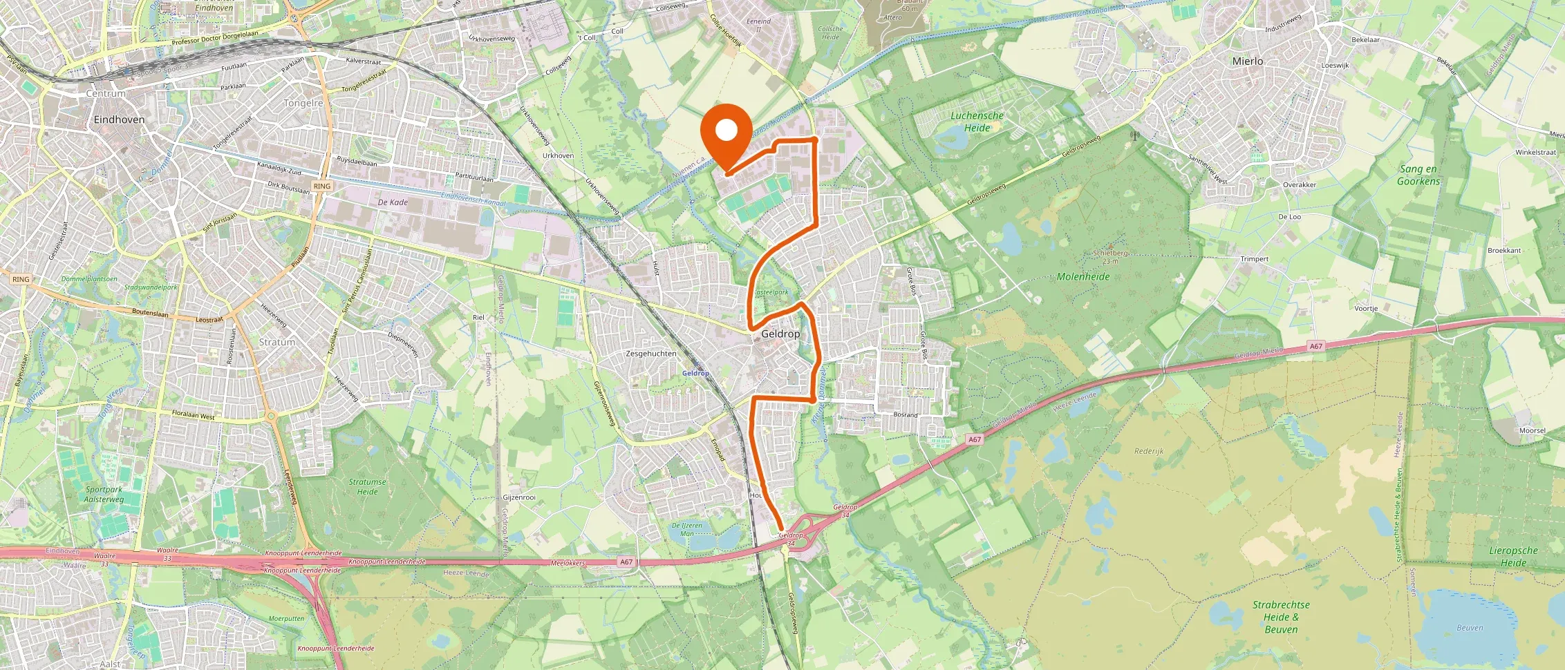 Kaart met de locatie van Autosloperij J. Weber op bedrijventerrein Spaarpot in Geldrop